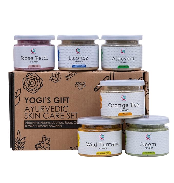 YOGI’S GIFT – Celebrating health Multi Pack | Ayurvedic Skin Care Sampler + Pack of 5 Clays for bundle