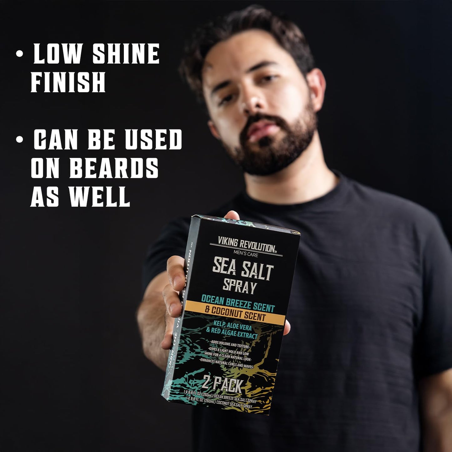 Viking Revolution Sea Salt Spray for Hair Men - Hair Texturizing Spray with Kelp, Aloe Vera and Red Algae Extract to Add Volume and Texture - Ocean Breeze and Coconut Scent, 8.8oz each