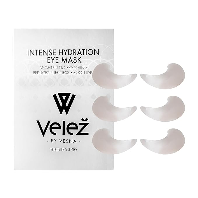Velez Intense Hydration Under Eye Masks - Helps with Puffiness & Ultra Hydrating, Cooling Eye Mask Patches for a Brightening Effect (3 Pairs)