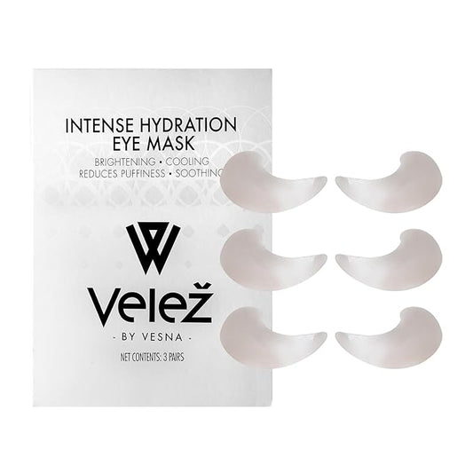 Velez Intense Hydration Under Eye Masks - Helps with Puffiness & Ultra Hydrating, Cooling Eye Mask Patches for a Brightening Effect (3 Pairs)