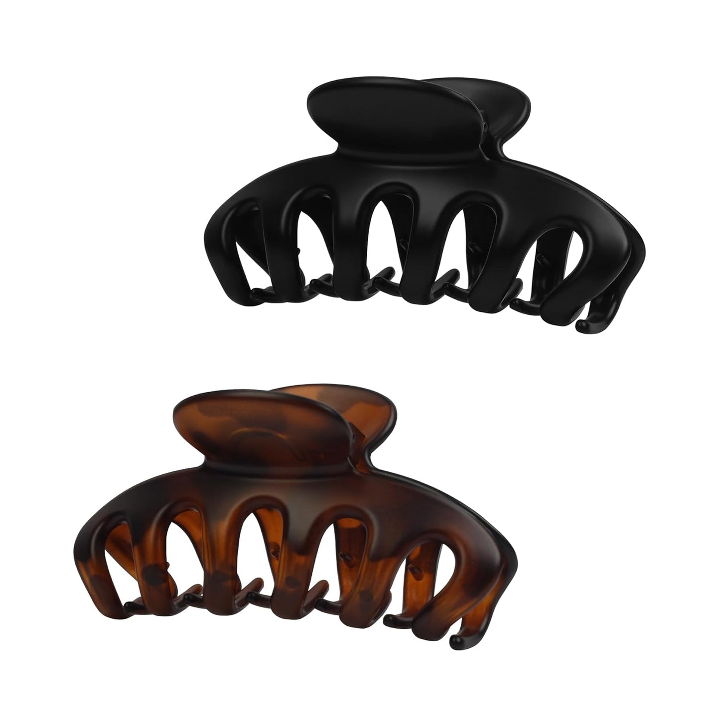 Claw Clip for Women, 4.3" Large 360° Grip Butterfly Spring Hair Clip, Matte Claw Clips 2 Pack - Strong Hold Banana Clips, Durable for Thick Hair, Black & Tortoise