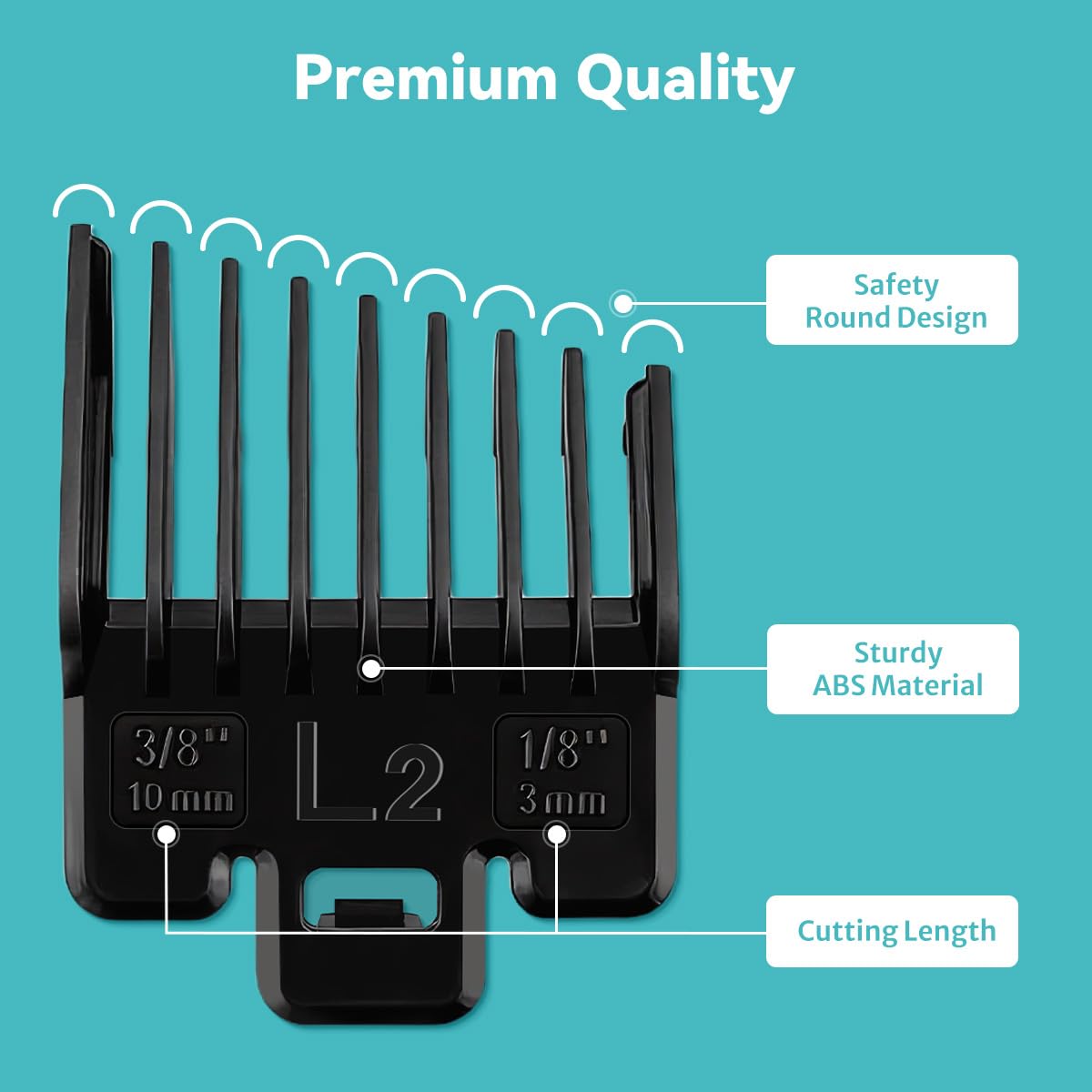 Fade Guide Set Compatible with Most Wahl Clippers, Taper Guards Replacement 4 Sets, Black Color