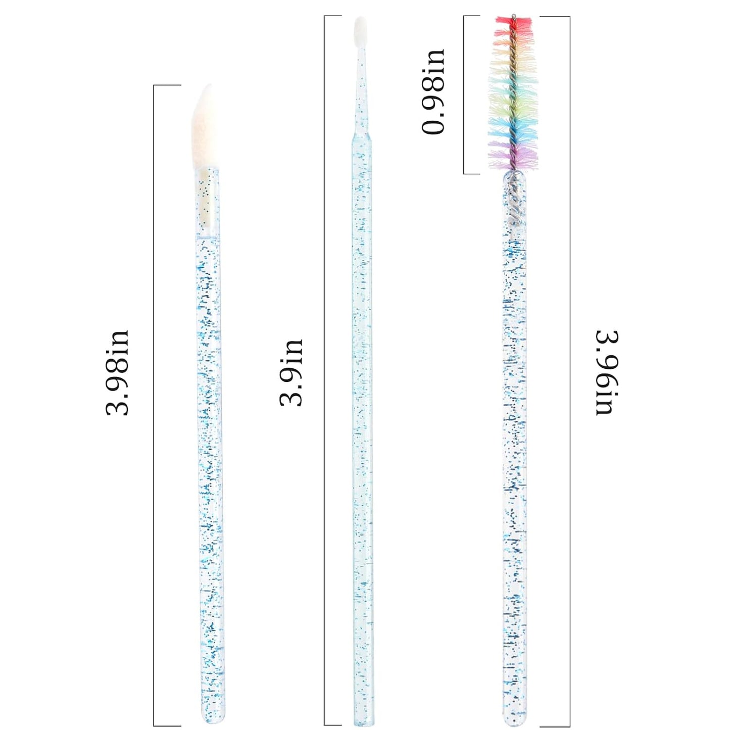 300 PCS Eyelash Extension Supplies Kit, Disposable Lash Spoolies Brushes Micro Swab Brushes Mascara Wand Lip Brushes for Eyelash Extension Tattoo Lipstick Applicator（Blue Rainbow）