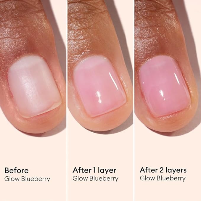 Manucurist Active Glow™ Blueberry All-in-One Perfecter Nail Polish & Care - No Lamp - Vegan & Made in France Ultra-Glowy Rose Mirror-Like Shine - Nail Concealer & Care - Plant-Based Ingredients