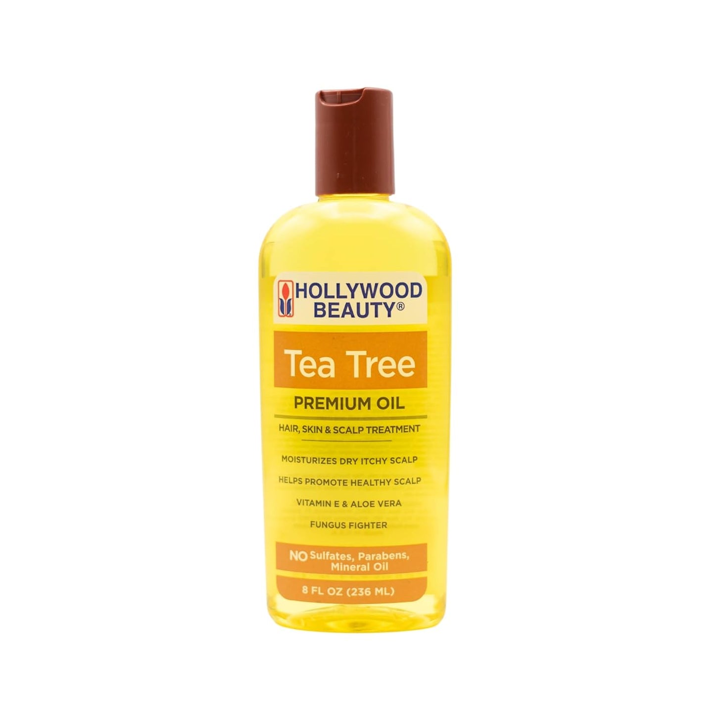 Hollywood Beauty Tea Tree Oil for Hair, Scalp, and Skin, 8 fl oz - Moisturizes Dry, Itchy Scalp, Blended with Vitamin E & Aloe
