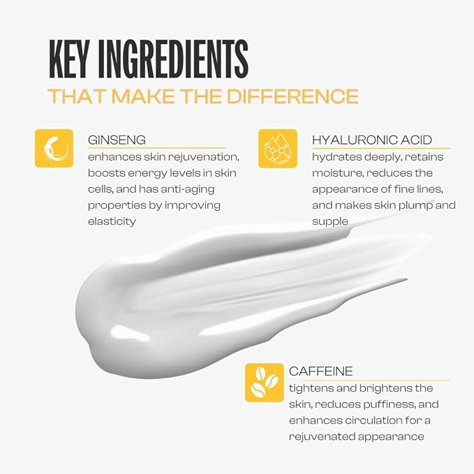 Men Rock Eye Cream - Moisturizing Under Eye Cream for Dark Circles with Ginseng Extract, Vitamin E - Mens Face Care - Mens Skincare Products - 0.5 oz