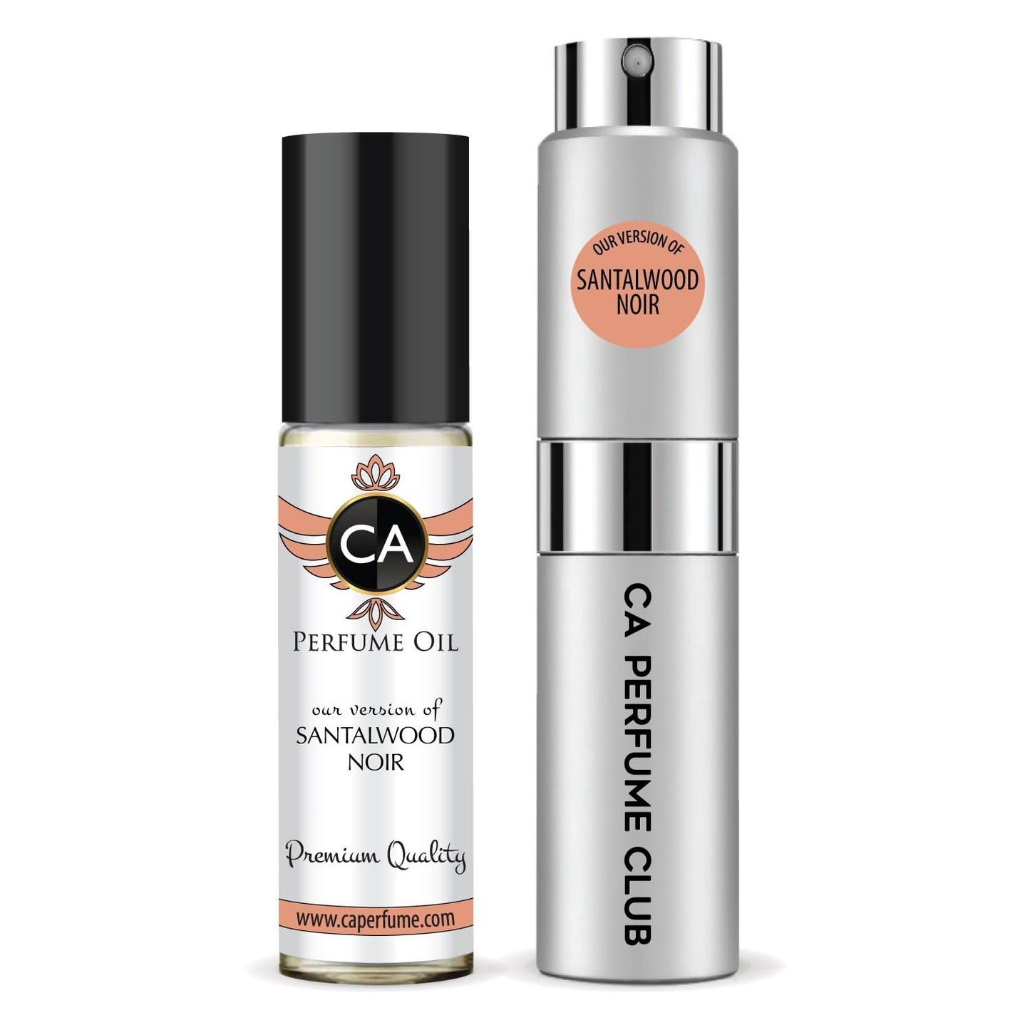 CA Perfume Duo Impression of Santalwood Noir For Women And Men Perfume Layering Set Long Lasting Travel Size EDP + Body Oil Roll-On Bottle 0.27 Fl Oz+0.33 Fl Oz