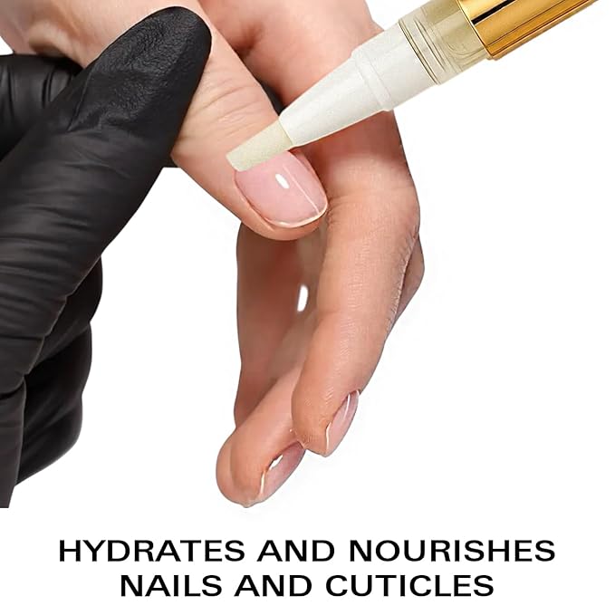 Nail Oil Cuticle Pen - Strawberry - Nail Strengthener & Growth Serum with Vitamin A, D, E, B5, Grapeseed & Natural Oils - Repair for Brittle, Peeling, Thin Nails - Twist Brush Pen