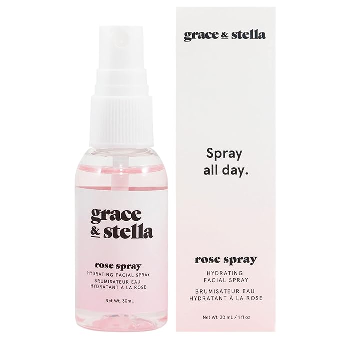 grace & stella Award Winning Rose Water Facial Spray (30ml) - Vegan - Rose Water Spray Toner for Face - Rose Spray Facial Mist - Rosewater Spray Rose Hydrosol