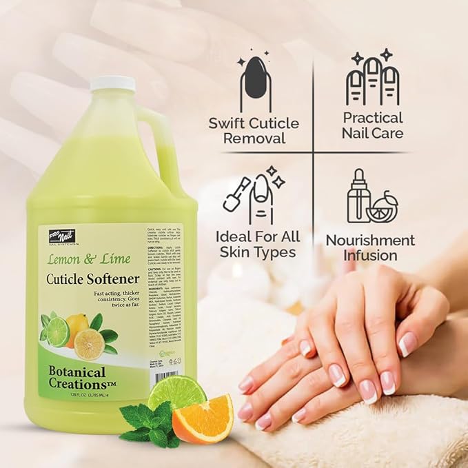 PRO NAIL - Cuticle Remover Liquid, Softener for Nails, Lemon and Lime, 128 Oz - Professional, Pedicure and Manicure, Fast Acting Lotion