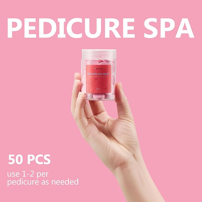 NOVAL Pedicure Spa Tablet - Fast Dissolving, Gentle & Portable Foot Soak for Softening Calluses & Hydrating Skin, Rose Scent