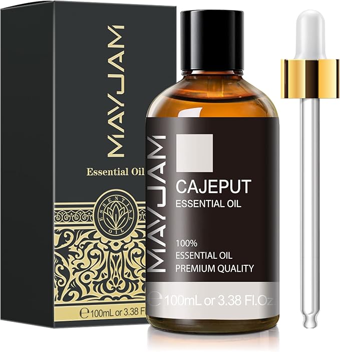 Cajeput Essential Oil, 3.38FL.OZ Pure Essential Oils with Glass Dropper, Large Volume Cajeput Oil, Perfect for Massage, DIY Candle and Soap Making（100ML)