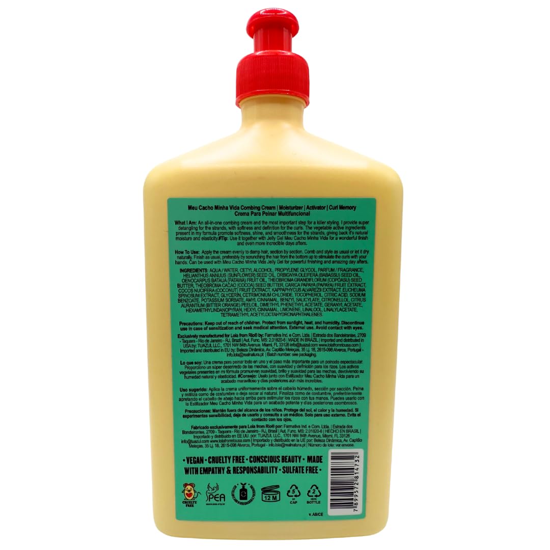 Lola From Rio – Meu Cacho Minha Vida – Curl Defining Cream for Soft, Bouncy Curls & Waves – Lightweight Moisturizing Curl Enhancer – 17.6 fl oz