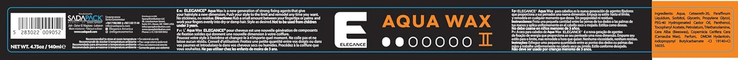 E Elegance Hair Products - Aqua Hair Styling Wax - II Strength – Strong Hold, High Shine, Wet Look, Orange/4.73 oz