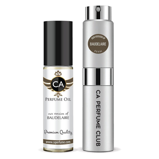 CA Perfume Duo Impression of Baudelaire For Men Perfume Layering Set Mens Cologne Long Lasting Travel Size EDP + Body Oil Roll-On Bottle 0.27 Fl Oz+0.33 Fl Oz
