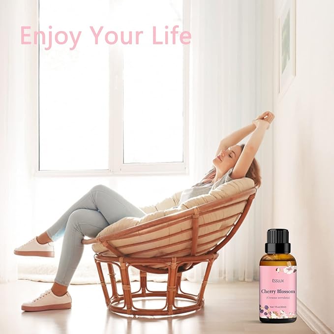 Cherry Blossom Essential Oil, ESSLUX Aromatherapy Oils for Diffuser, Massage, Soap, Candle Making, Perfume, 30 ml