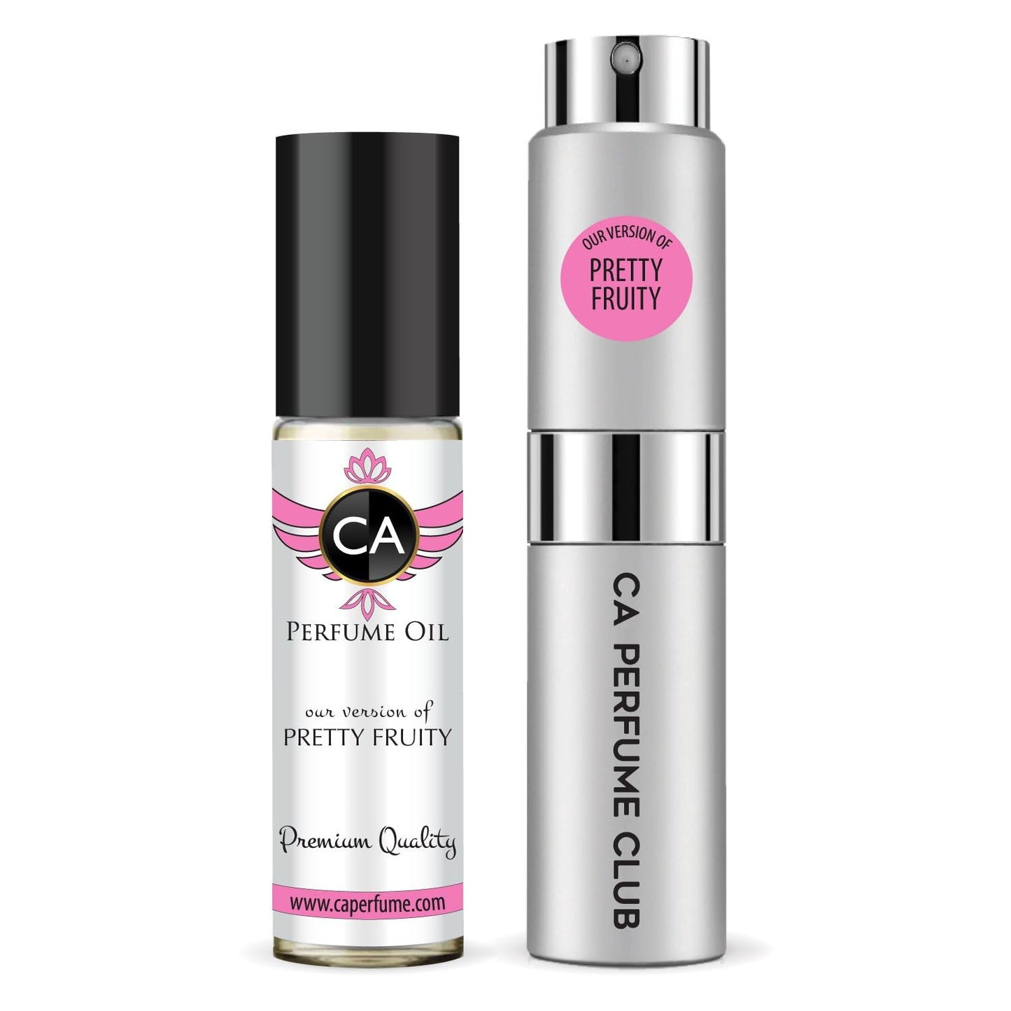 CA Perfume Duo Impression of Pretty Fruity For Women And Men Perfume Layering Set Long Lasting Travel Size EDP + Body Oil Roll-On Bottle 0.27 Fl Oz+0.33 Fl Oz