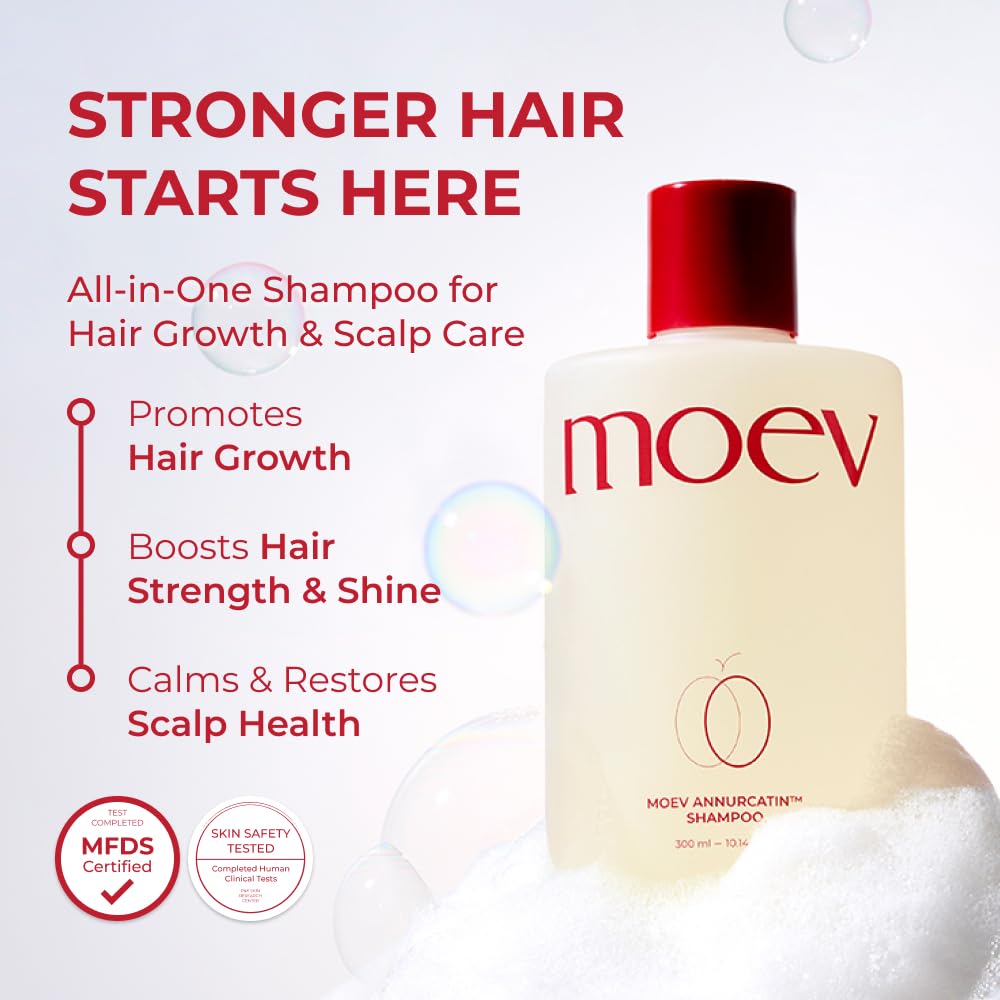 MOEV ANNURCATIN Shampoo | Korean Apple Hair Care for Strength and Volume in Thinning Hair | Adds Lift | Paraben-Free | Suitable for All Hair Types (10.14 fl.oz, apple & vanilla)