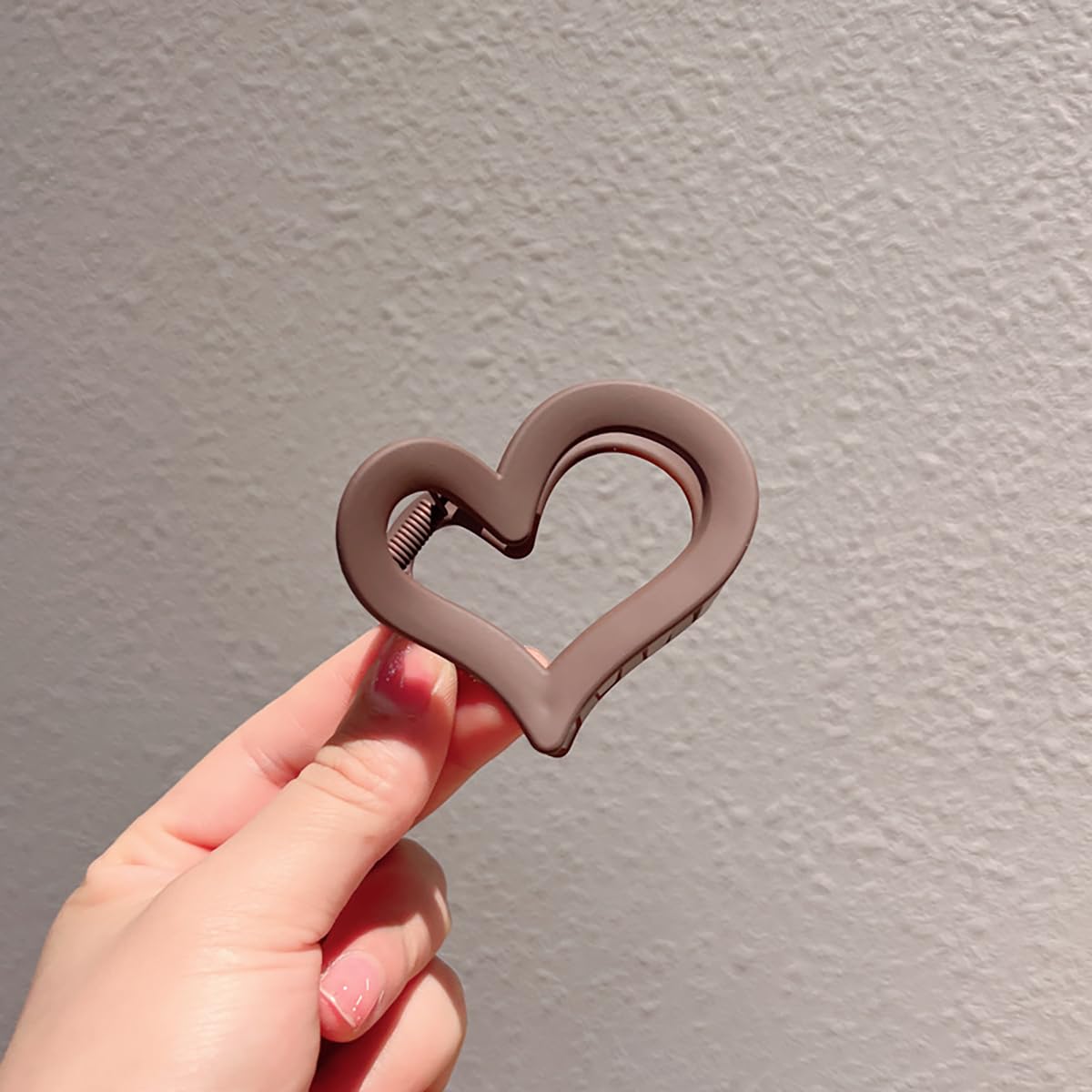 3Pcs Cute Medium Matte Acrylic Hair Claw Clips - Love Heart Jaw Clips for Women, Valentine's Day Party Hair Styling Accessories (Black, Coffee, Brown)