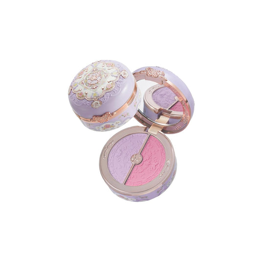 Flower Knows Butterfly Cloud Collar Rouge Box Highlighting & Blush Duo Powder,Purple Matte Finish Blush & Highlighter Palette,Buildable & Blendable Makeup for cheeks(04 Fluttering Romance)