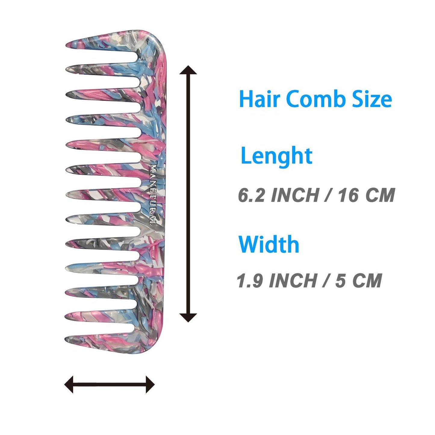 S1 Elegant Wide-Tooth Comb – Lightweight, Travel-Friendly, and Stylish Design for Tangle-Free Hair (Blue Pink)
