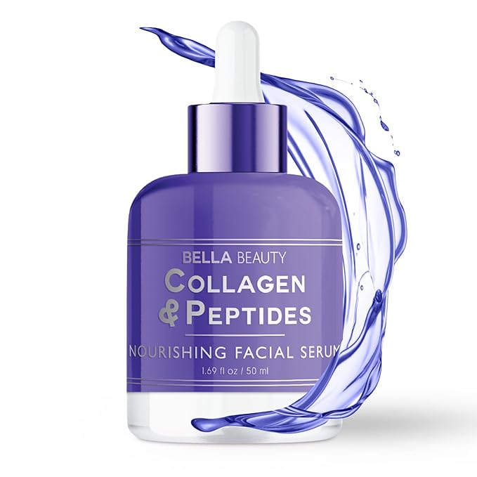 Bella Beauty Collagen & Peptides Nourishing Facial Serum - Stimulates Collagen, Reduces Fine Lines & Wrinkles, Deeply Hydrates - Dermatologist Tested, Korean Skin Care for All Skin Types - 1.69 Fl. Oz
