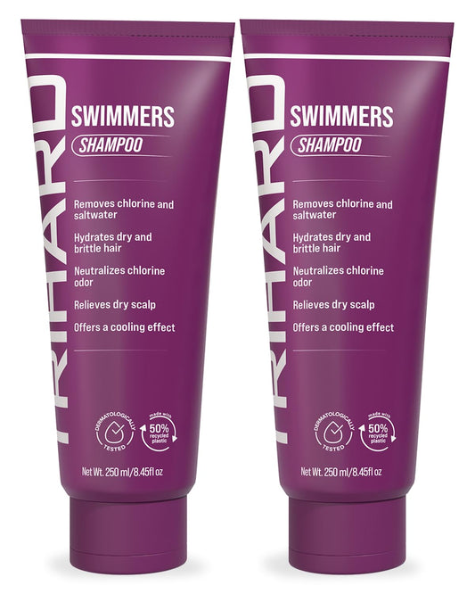 TRIHARD Chlorine Removal Swim Shampoo, Cleanse and Hydrate Hair from Pool and Ocean, Post Swim Chlorine and Hard Water Hair Protection (Pack of 2)