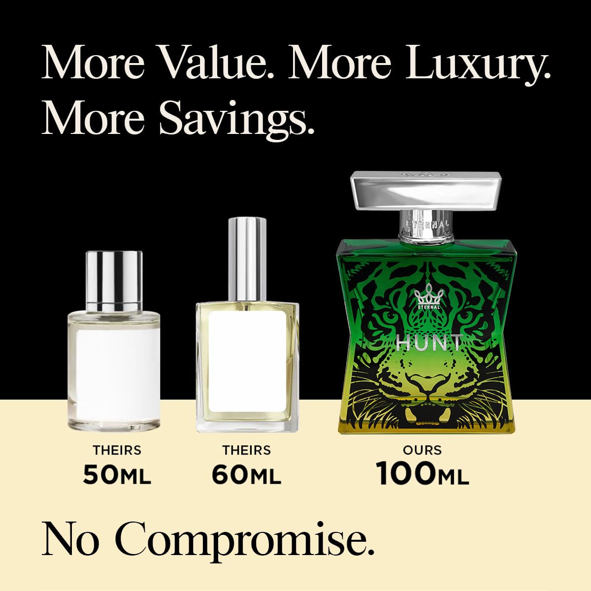 Eternal Hunt - Inspired by Iconic Ambery Male Elixir - 3.4 oz (100ml) - EDP - Long-lasting - Vegan - Clean Ingredients - Cologne for Men - 2000 sprays per bottle