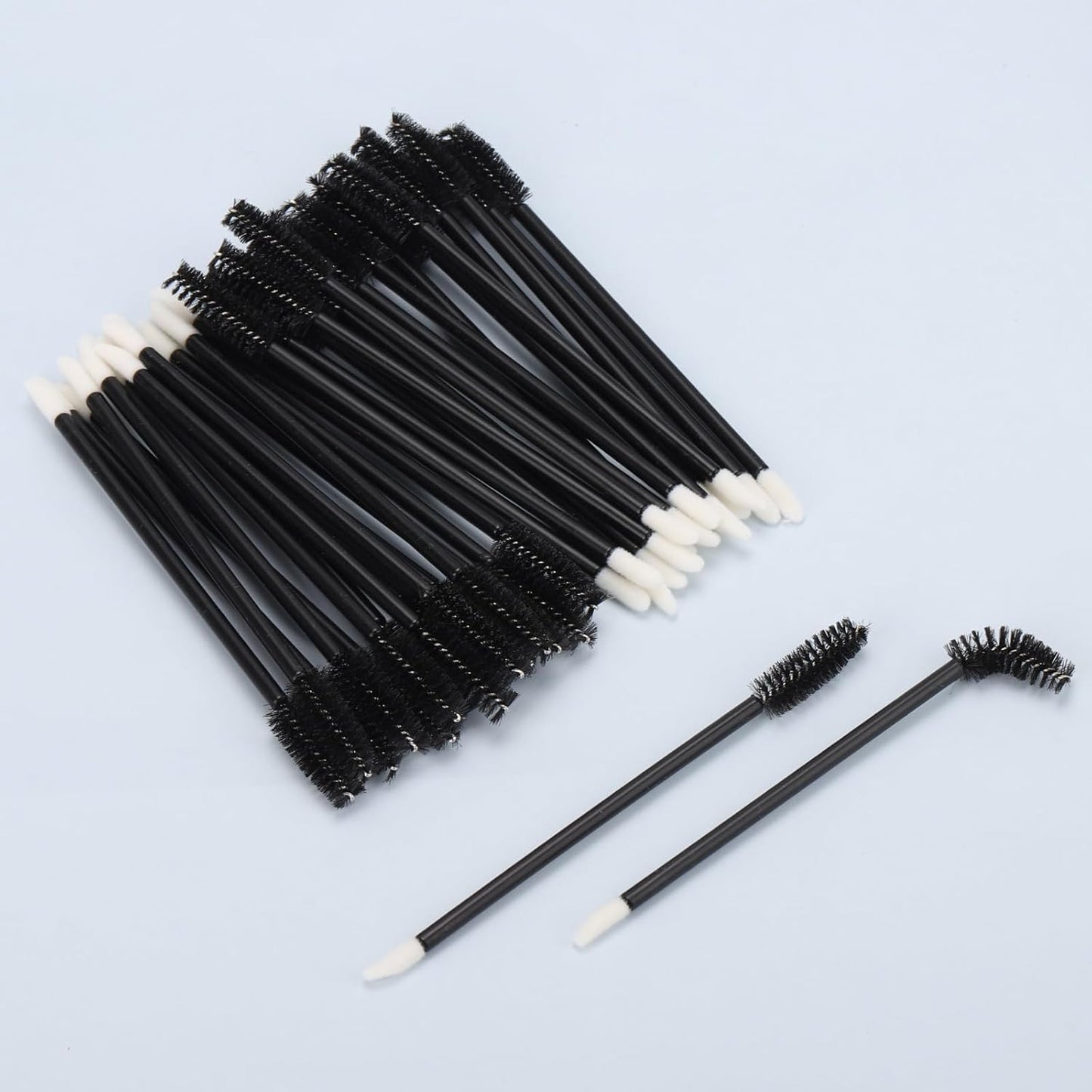 500 Pcs Disposable Mascara Wands Dual Ended Eyelash Brush Lip Brush, Lipstick Applicator Eyebrow Spoolies Brush for Eyelash Extensions - Black
