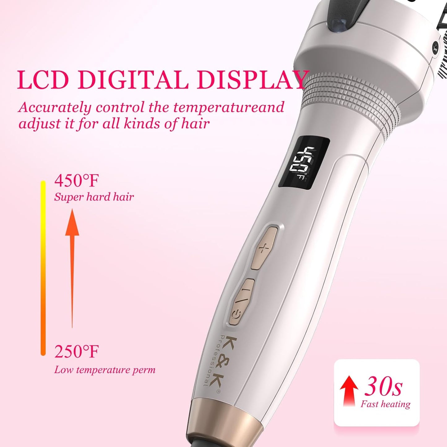 K&K 1 1/2 Inch Ceramic Tourmaline Ionic Heated Round Brush Curling Brush Creates Blowout Look -Creates Root Volume & Loose Curls Volume Curls Dual Voltage Hair Styling Tool (Silvery, 1.5 Inch)