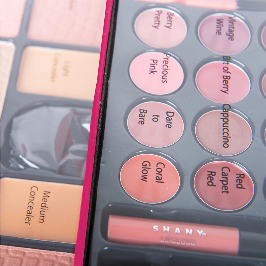 SHANY All In One Makeup Set, Eyeshadow, Blushes, Face Powder, Lipstick, Eye liners, Make up Pencils and Cosmetics Mirror - Makeup Kit With Reusable Storage Beauty Box - Pink