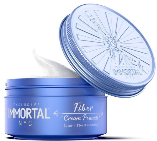 Immortal NYC Fiber Cream Hair Pomade - Flex Strong Hold - Low Shine All Natural Water-Based Cream Pomade for Men - No Residue, All Hair Types