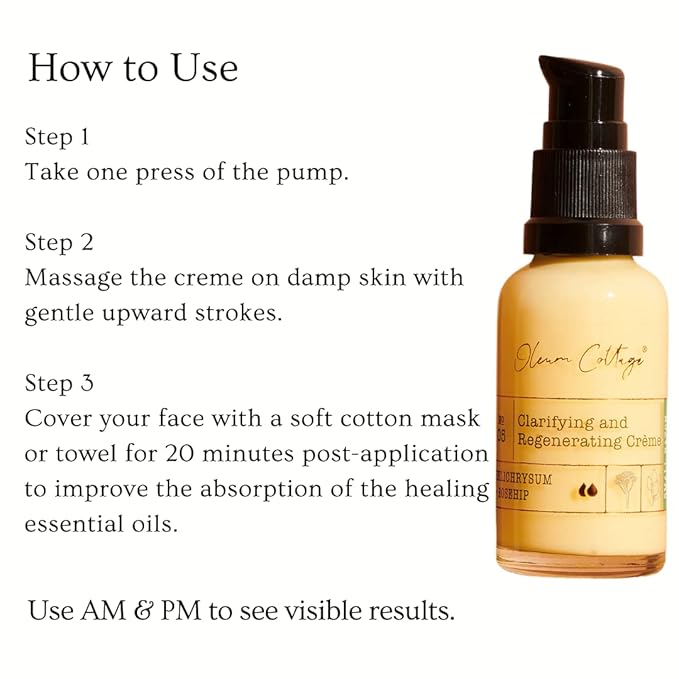 Clarifying and Regenerating Creme, 30 ml, Made with Cold Pressed Oils and Pure Essential Oils, 100% Natural