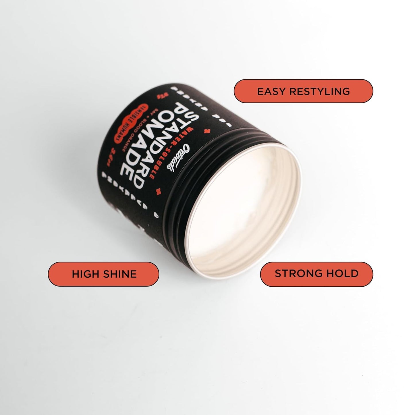 O'Douds Standard Pomade for Men - Natural Styling Hair Pomade - Firm Hold & High Shine Finish for Classic Looks - Bay & Blood Orange Scent (4oz)