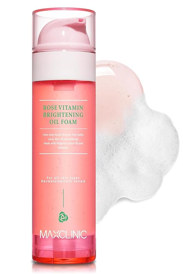 [K-Beauty] Rose Vitamin Oil to Foam - All-in-One Korean Face Wash Oil Based Foaming Facial Cleanser - Pore Minimizing & Blackhead Remover - Makeup Deep Cleansing Oil for All Skin Types (3.88 fl oz)