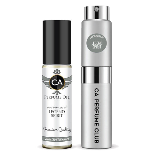 CA Perfume Duo Impression of Legend Spirit For Men Perfume Layering Set Mens Cologne Long Lasting Travel Size EDP + Body Oil Roll-On Bottle 0.27 Fl Oz+0.33 Fl Oz