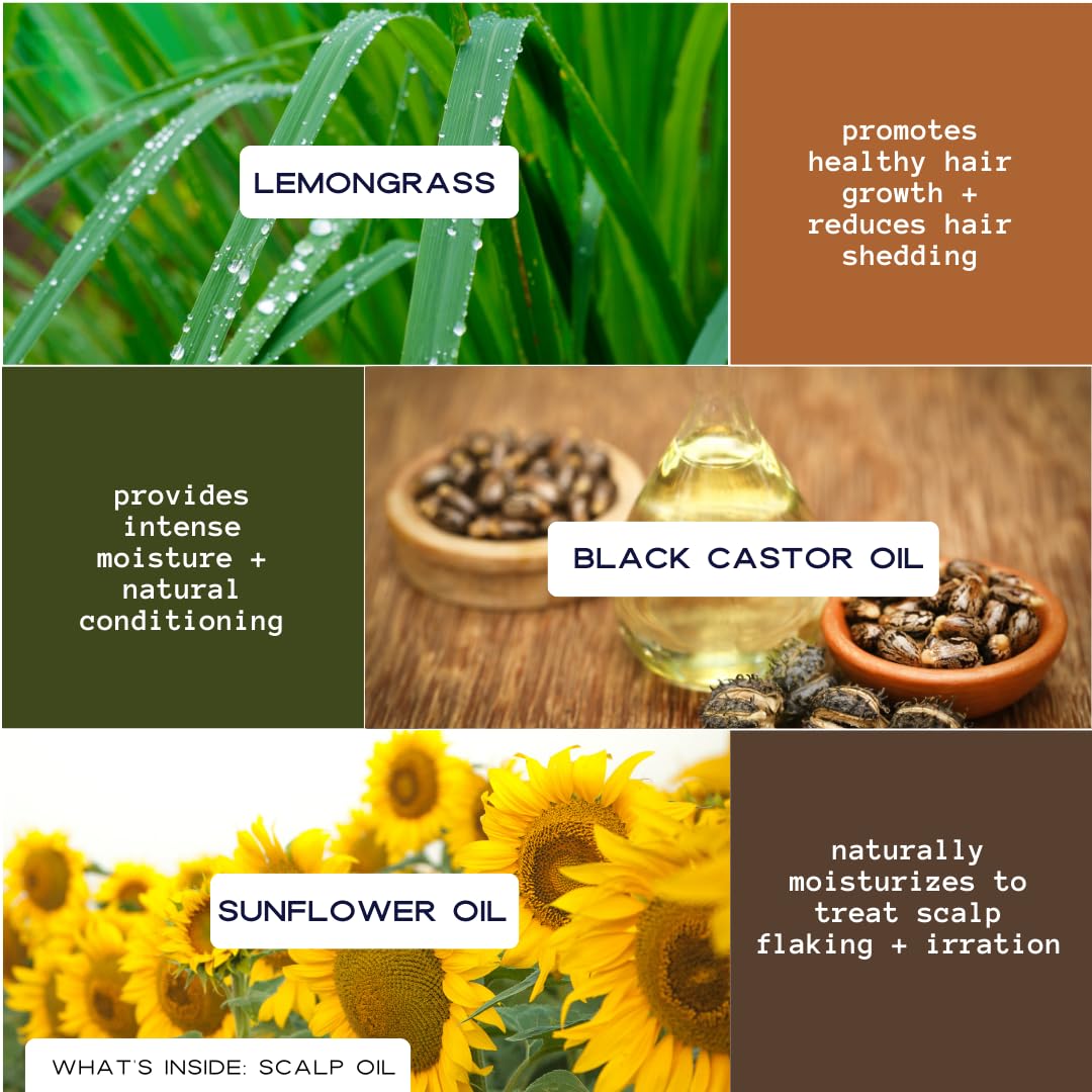 YOUNG KING HAIR CARE Growth Scalp Oil | For All Hair Types | Lemongrass and Black Castor Oil | Soothes and Conditions for Dreads, Braids, Twists | Natural Loc Care and Maintenance (4oz)