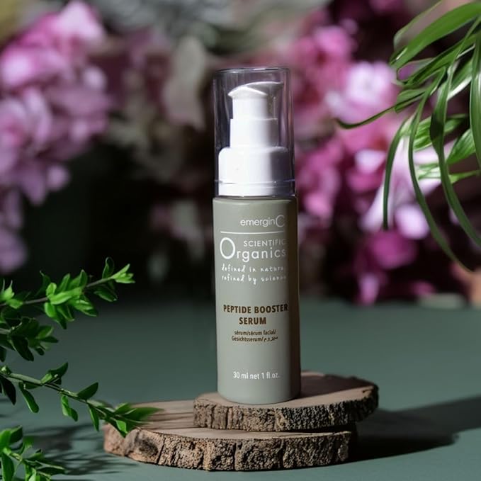 emerginC Scientific Organics Peptide Booster Facial Serum - Face Serum with Kombucha, Red Algae + Antioxidant Astaxanthin to Hydrate, Visibly Improve Signs of Aging + Tone (1 Ounce, 30 ml)