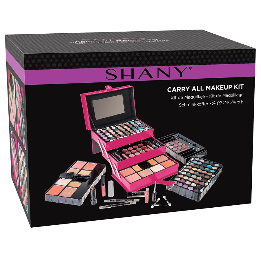 SHANY All In One Makeup Set, Eyeshadow, Blushes, Face Powder, Lipstick, Eye liners, Make up Pencils and Cosmetics Mirror - Makeup Kit With Reusable Storage Beauty Box - Pink