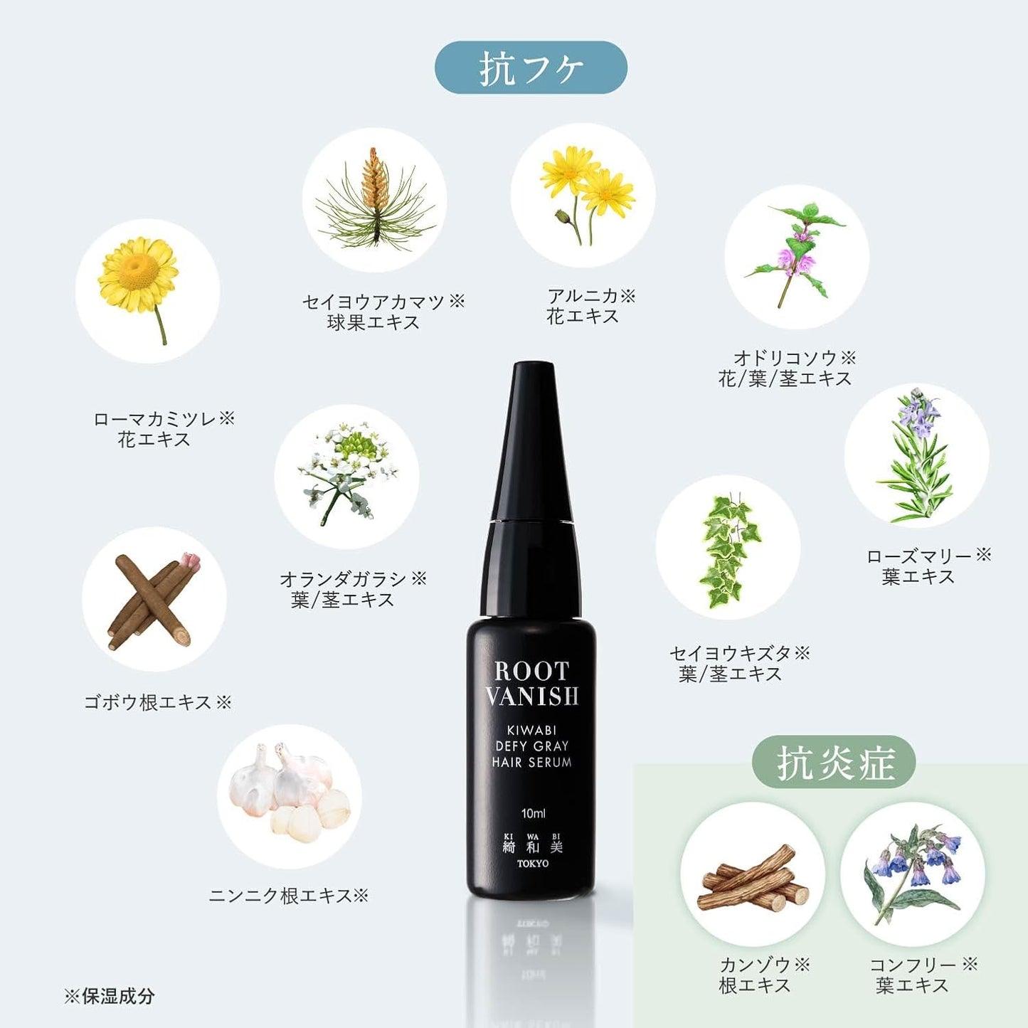 Kiwabi Root Vanish Anti Gray Hair Serum – Lightweight Daily Scalp Serum to Support Repigmentation – Hair Serums for Women & Men with Biomimetic Peptide, Ginseng, B12 – No Sulfates, No Parabens (30ml)