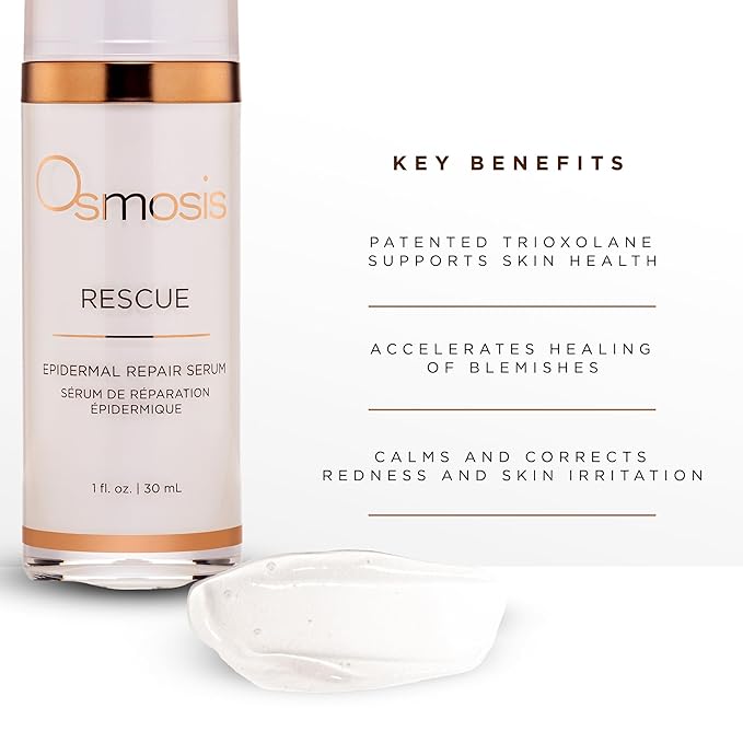 OSMOSIS Facial Moisturizer and Serum Kit, HYDRATE (1.69oz) Plumping Facial Moisturizer with Shea Butter, RESCUE (1oz) Epidermal Repair Facial Serum Calms Skin
