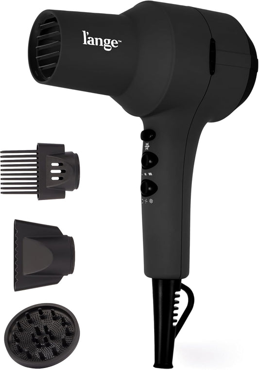 L'ANGE HAIR PowerStyle Ionic Turbo Hair Dryer | 1875W Fast Drying & Precision Styling for Long-Lasting, Frizz-Free Looks | Advanced Ionic Technology Smooths & Shines Hair (Black)