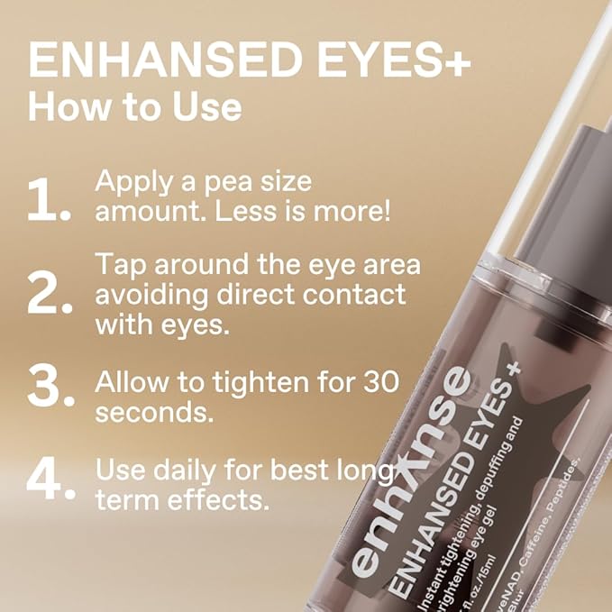 Under Eye Gel for Men, Caffeine Eye Cream, Peptides, RejuveNAD, Instant Tightening, Brightening, Depuffing for Under Eye Bags, Blurs Fine Lines and Dark Circles, 0.5 Fl Oz