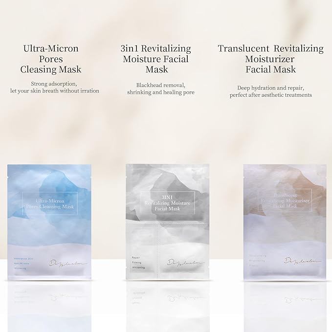 Dazzelslim Face Masks for Women & Men - 12 Facial Masks with Volcanic Mud, Hyaluronic Acid, Sea Buckthorn Oil, EGF & Tranexamic Acid for Cleanses, Hydrates & Brightens, Fragrance-Free, Made in Taiwan