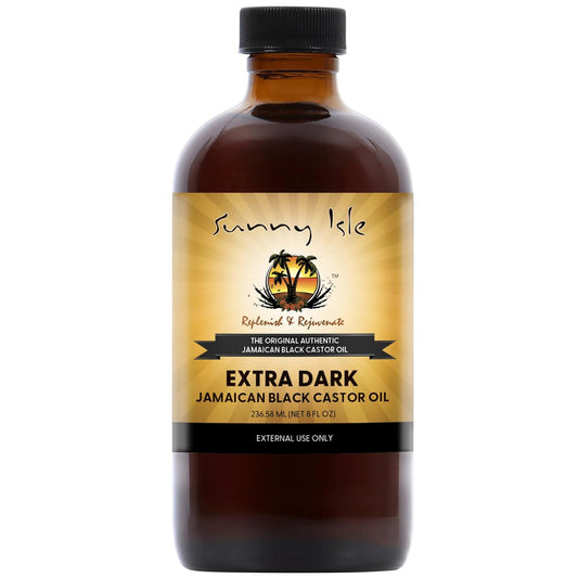Sunny Isle Extra Dark Jamaican Black Castor Oil, 8 fl. oz. | 100% Natural High Potency Treatment for Hair, Scalp