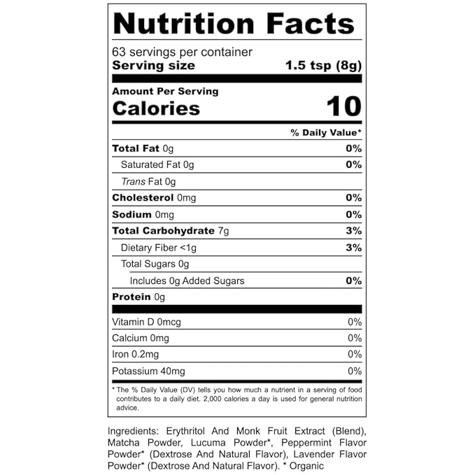 eleven TLC, Minty Lavender Japenese Matcha Powder Wellness Drink Mix, Lavender Matcha Latte Mix, Matcha Latte Powder, Calm Energy, L'theanine, Vegan, Gluten Free, Keto Friendly, 63 Servings