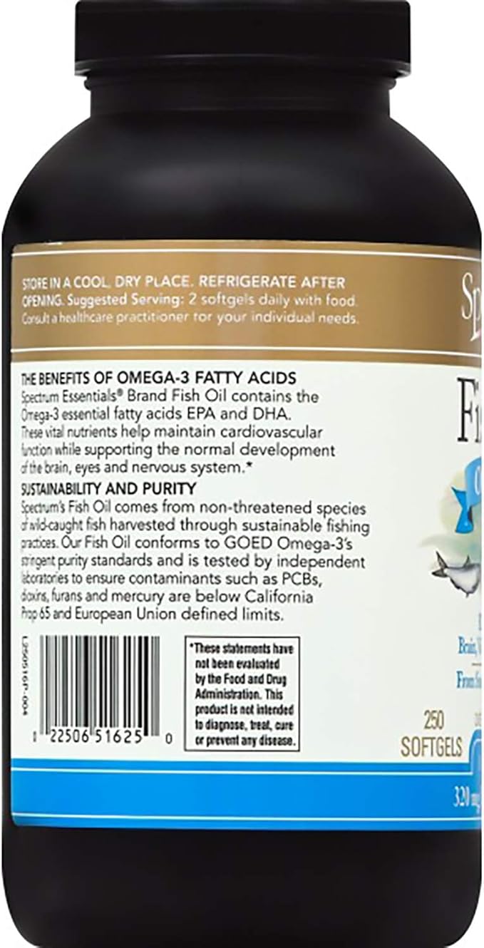 Spectrum Essentials Softgels, Fish Oil Omega-3, 1000 mg, 250 Count