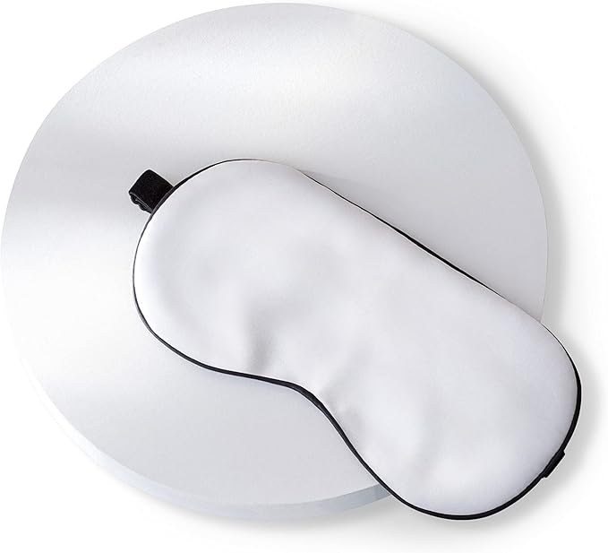 SLEEP & GLOW Silk Sleep Eye Mask Luxury Mulberry 22 Momme 100% Natural Triple Silk Blindfold with Adjustable Strap for Comfortable Sleeping & Face Skin Care (White)