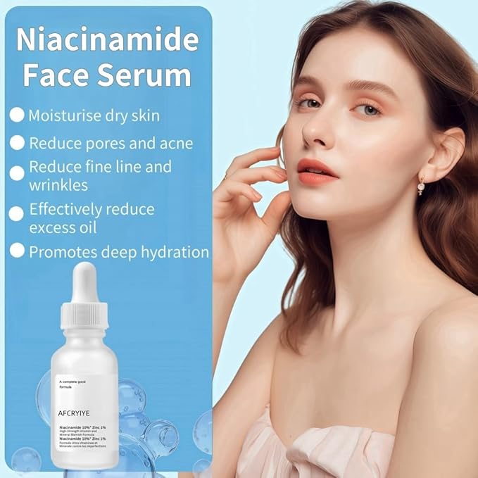 10% Niacinamide + 1% Zinc Face Serum, Nourishing & Refreshing Facial Serum ， Women Serum for Oil Control and Acne 30ML/1 Fl Oz