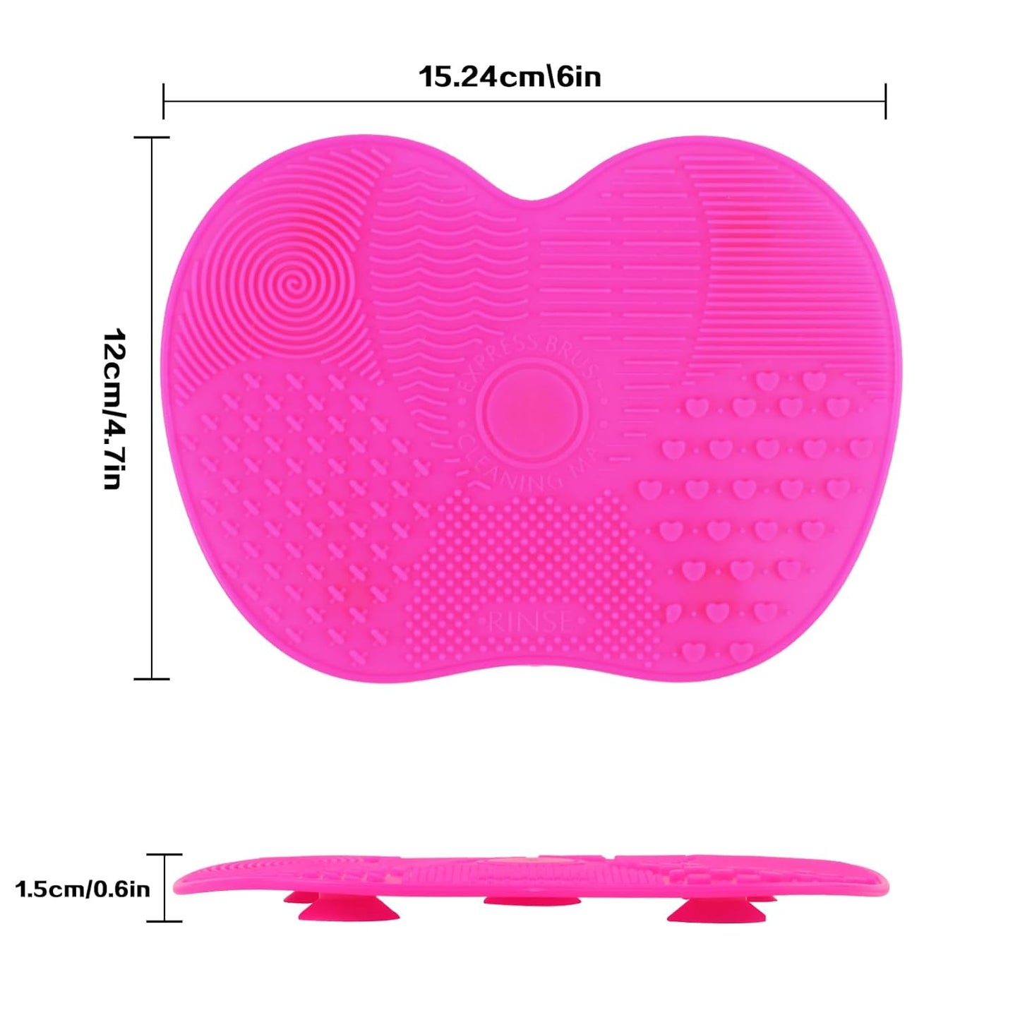 2 Pcs Silicone Make Up Brush Cleaning Mat, Cosmetic Cleaning Pads,Makeup Brush Cleaner Mats, Portable Washing Tool with Suction Cup for Makeup Cosmetic Brushes-red/pink